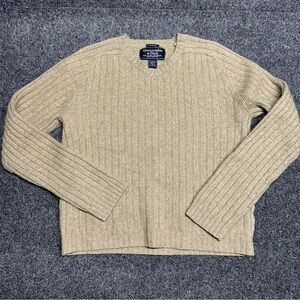 Vintage Lambswool Ribbed Knit V Neck Sweater Abercrombie & Fitch Y2k Preppy